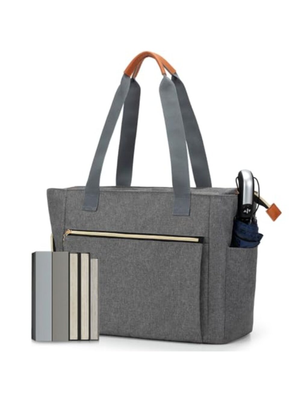 Teacher Tote Bag with Cup Holder Laptop Compartment Nylon Shoulder Bag